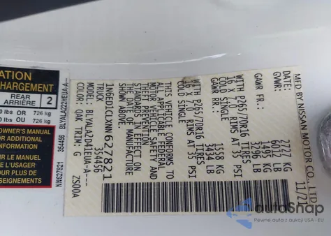 2022 Nissan Frontier King Cab S 4X2 z USA, uszkodzony, nr VIN 1N6ED1CLXNN627821